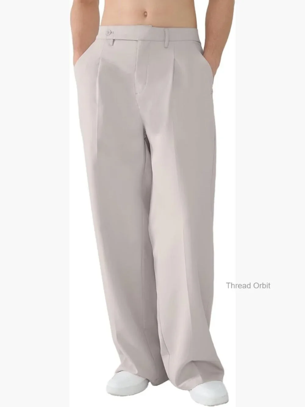 Pleated Wide Leg Dress Pants Elastic Waist Office Slacks